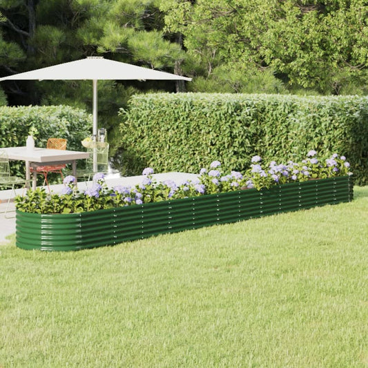 Canteiro elevado jardim 512x80x36 cm aço galvanizado verde