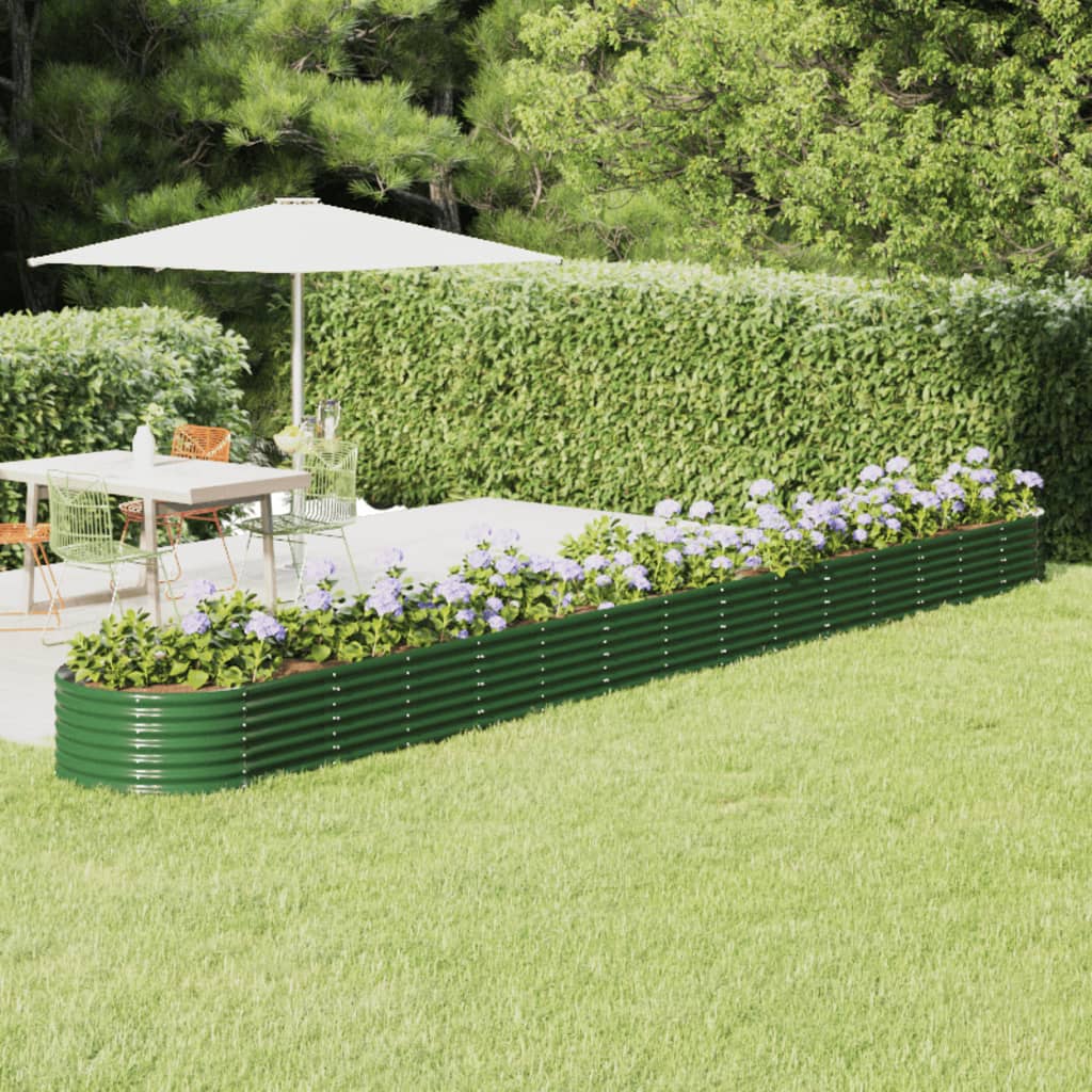 Canteiro elevado jardim 620x80x36 cm aço galvanizado verde