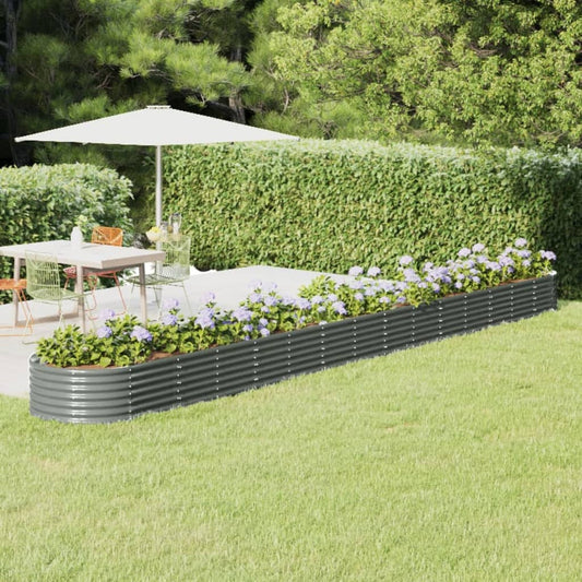 Canteiro elevado jardim 620x80x36cm aço galvanizado cinzento