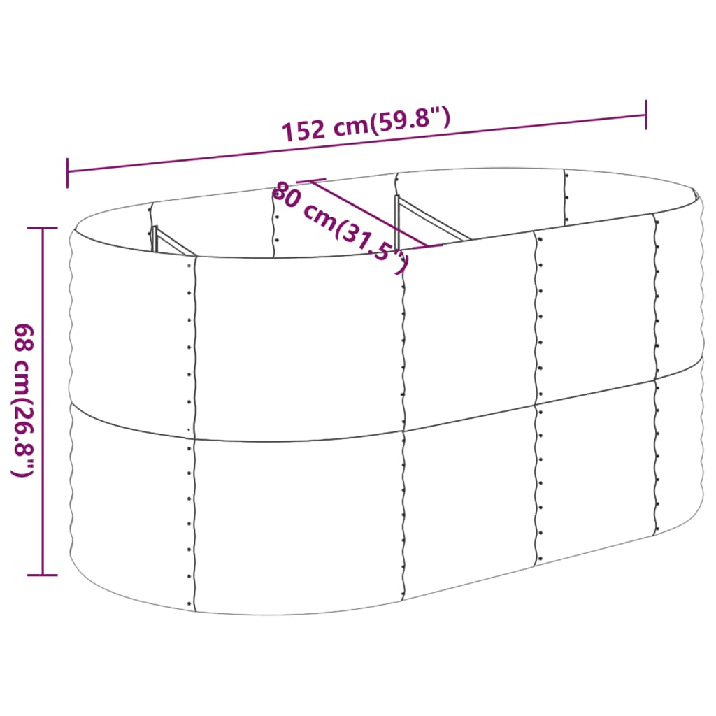 Canteiro elevado jardim 152x80x68 cm aço galvanizado verde