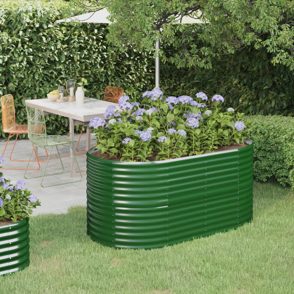 Canteiro elevado jardim 152x80x68 cm aço galvanizado verde