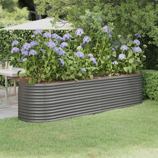 Canteiro elevado jardim 296x80x68cm aço galvanizado cinzento