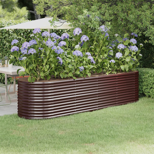 Canteiro elevado jardim 296x80x68cm aço galvanizado castanho