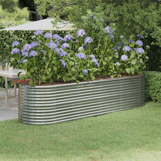 Canteiro elevado jardim 296x80x68cm aço galvanizado prateado