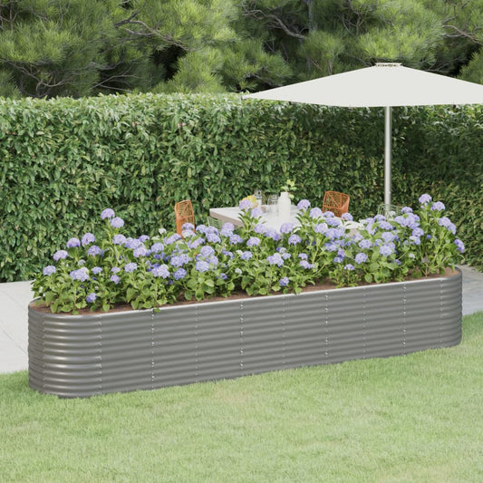 Canteiro elevado jardim 368x80x68cm aço galvanizado cinzento