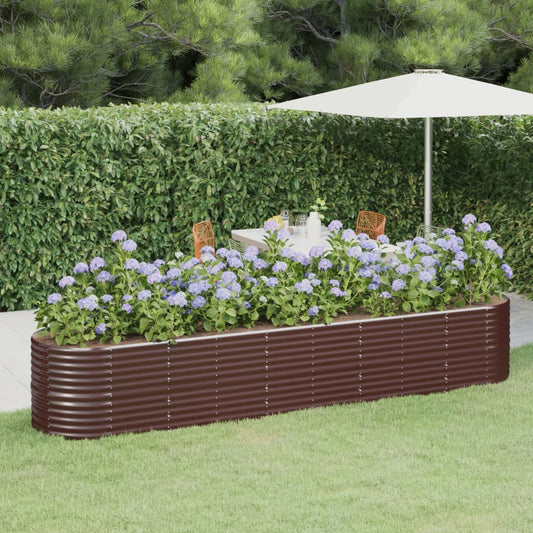 Canteiro elevado jardim 368x80x68cm aço galvanizado castanho