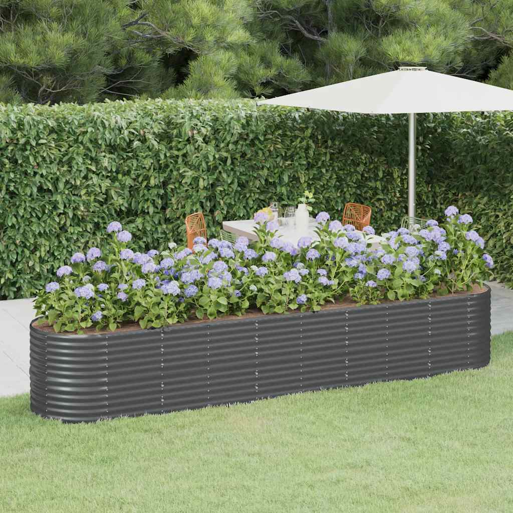 Canteiro elevado jardim 368x80x68 aço galvanizado antracite