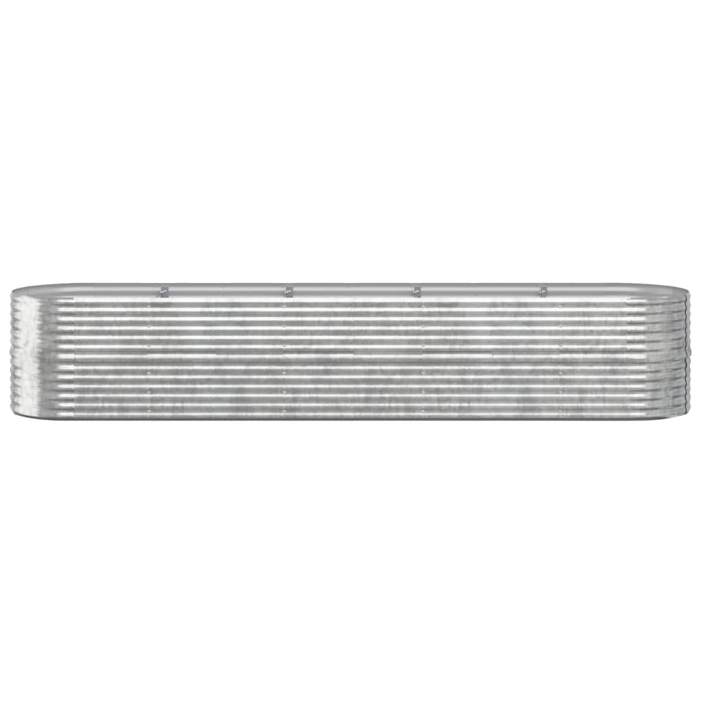 Canteiro elevado jardim 368x80x68cm aço galvanizado prateado