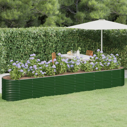 Canteiro elevado jardim 440x80x68 cm aço galvanizado verde