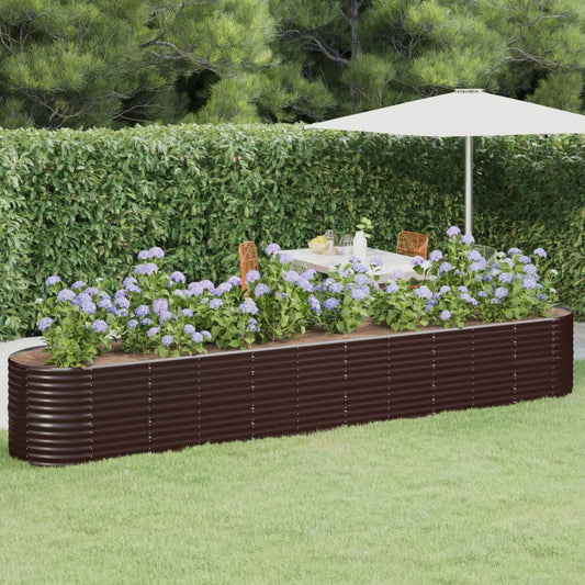 Canteiro elevado jardim 440x80x68cm aço galvanizado castanho