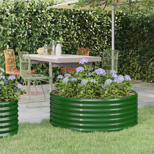 Canteiro elevado jardim 100x100x36 cm aço galvanizado verde