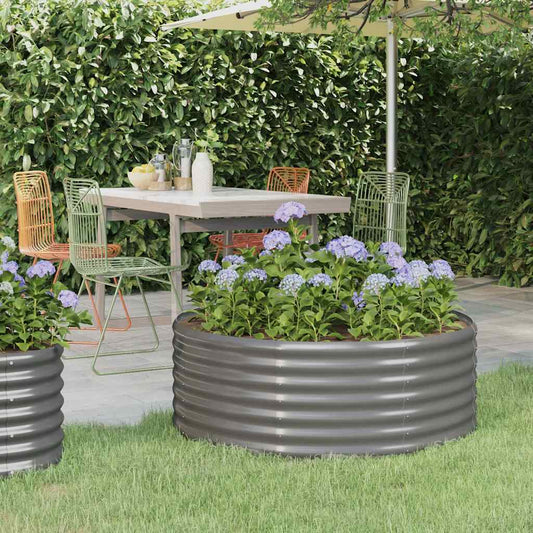 Canteiro elevado jardim 100x100x36 aço galvanizado cinzento