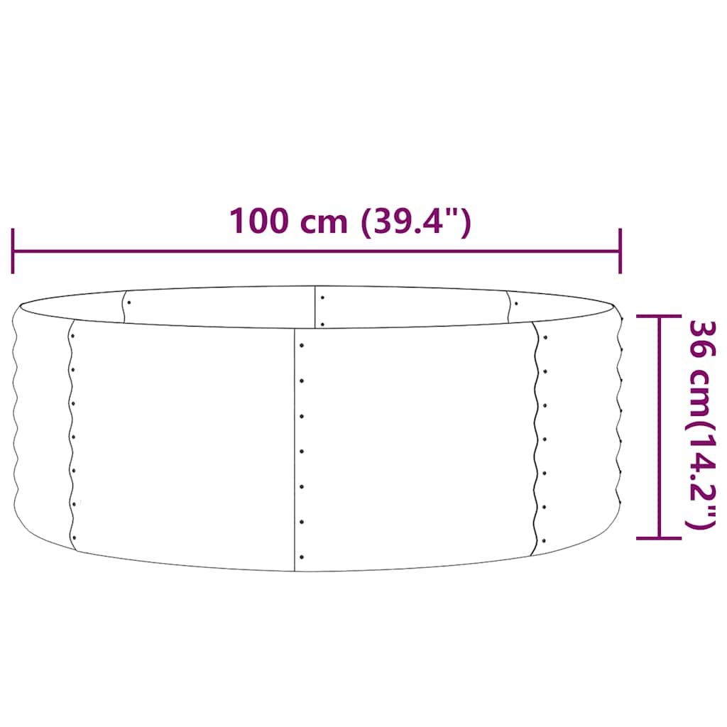 Canteiro elevado jardim 100x100x36 aço galvanizado antracite