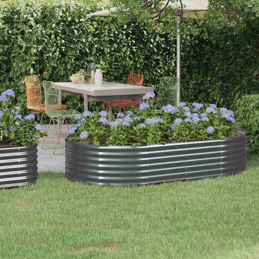 Canteiro elevado jardim 175x100x36 aço galvanizado antracite