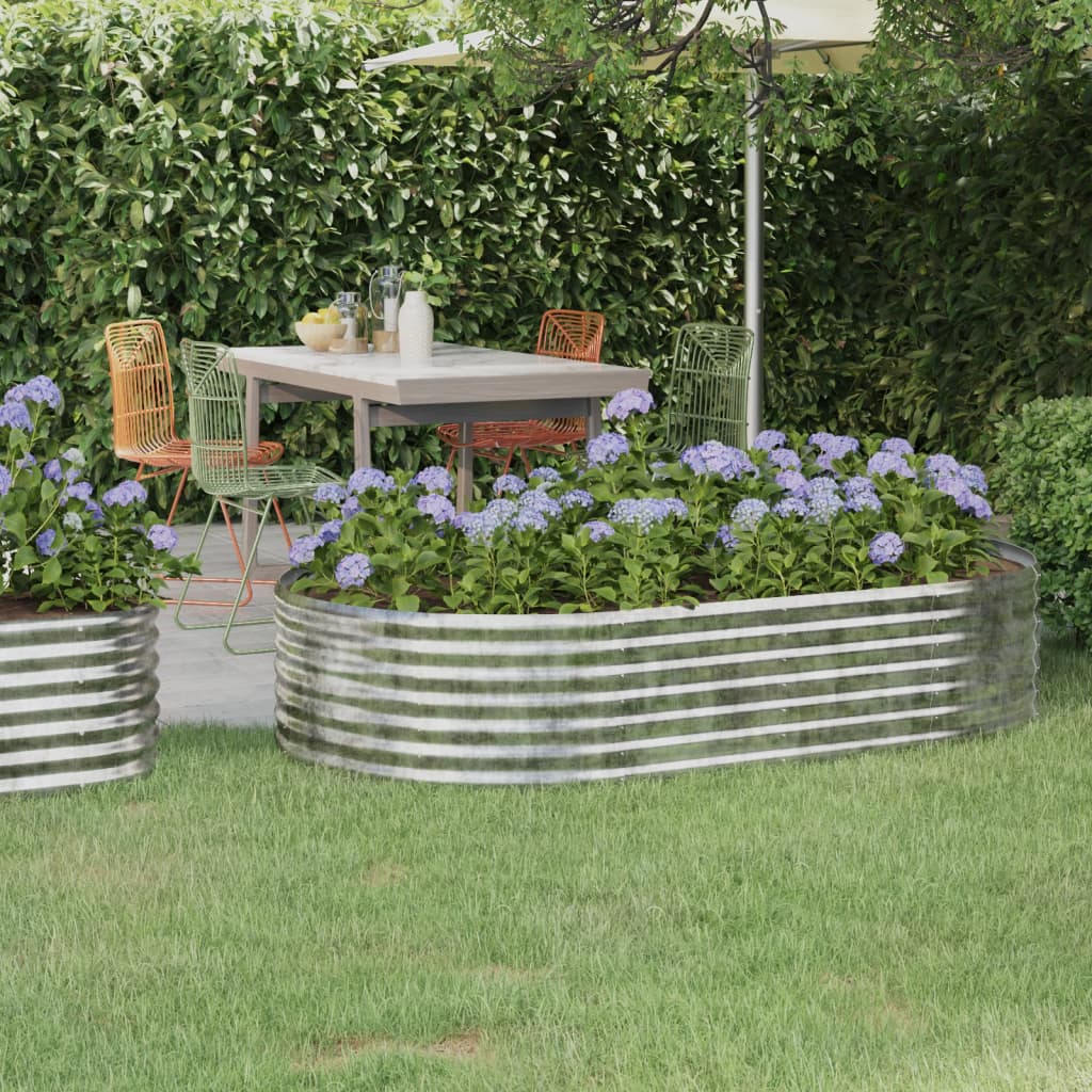 Canteiro elevado jardim 175x100x36 aço galvanizado prateado