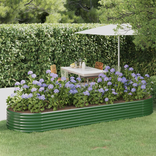 Canteiro elevado jardim 322x100x36 cm aço galvanizado verde