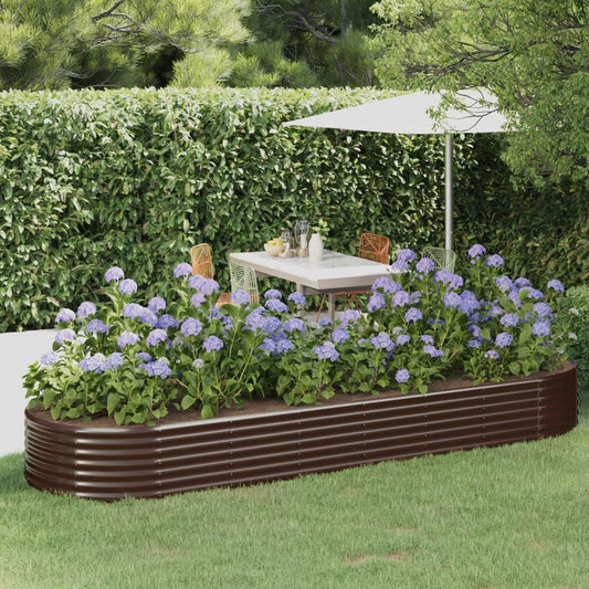 Canteiro elevado jardim 322x100x36 aço galvanizado castanho