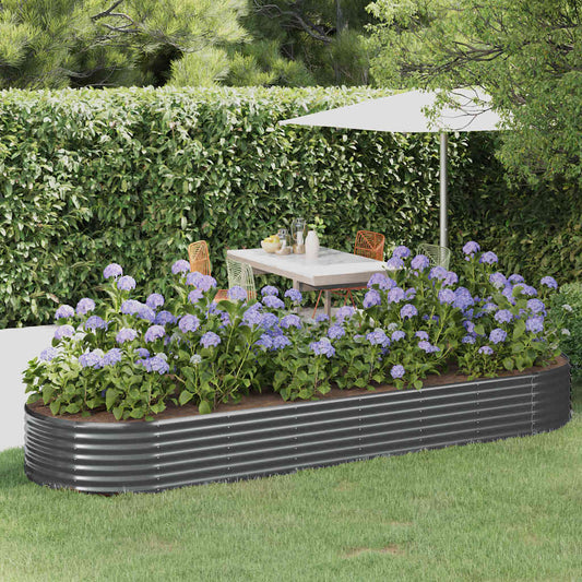 Canteiro elevado jardim 322x100x36 aço galvanizado antracite
