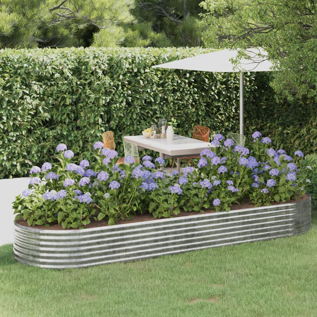 Canteiro elevado jardim 322x100x36 aço galvanizado prateado