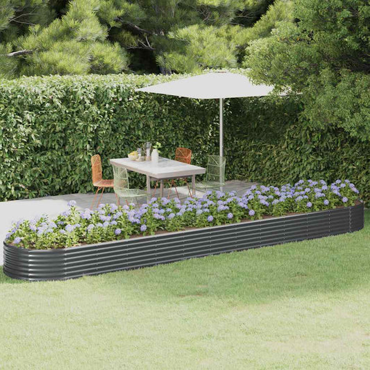 Canteiro elevado jardim 507x100x36 aço galvanizado antracite