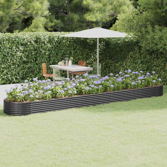 Canteiro elevado jardim 544x100x36 aço galvanizado antracite