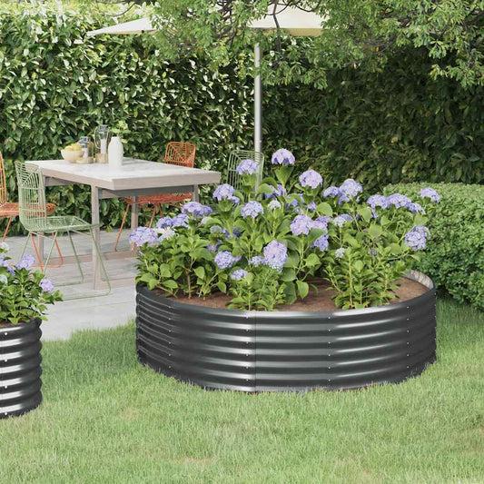 Canteiro elevado jardim 140x140x36 aço galvanizado antracite