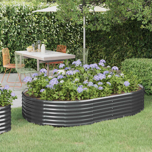 Canteiro elevado jardim 214x140x36 aço galvanizado antracite