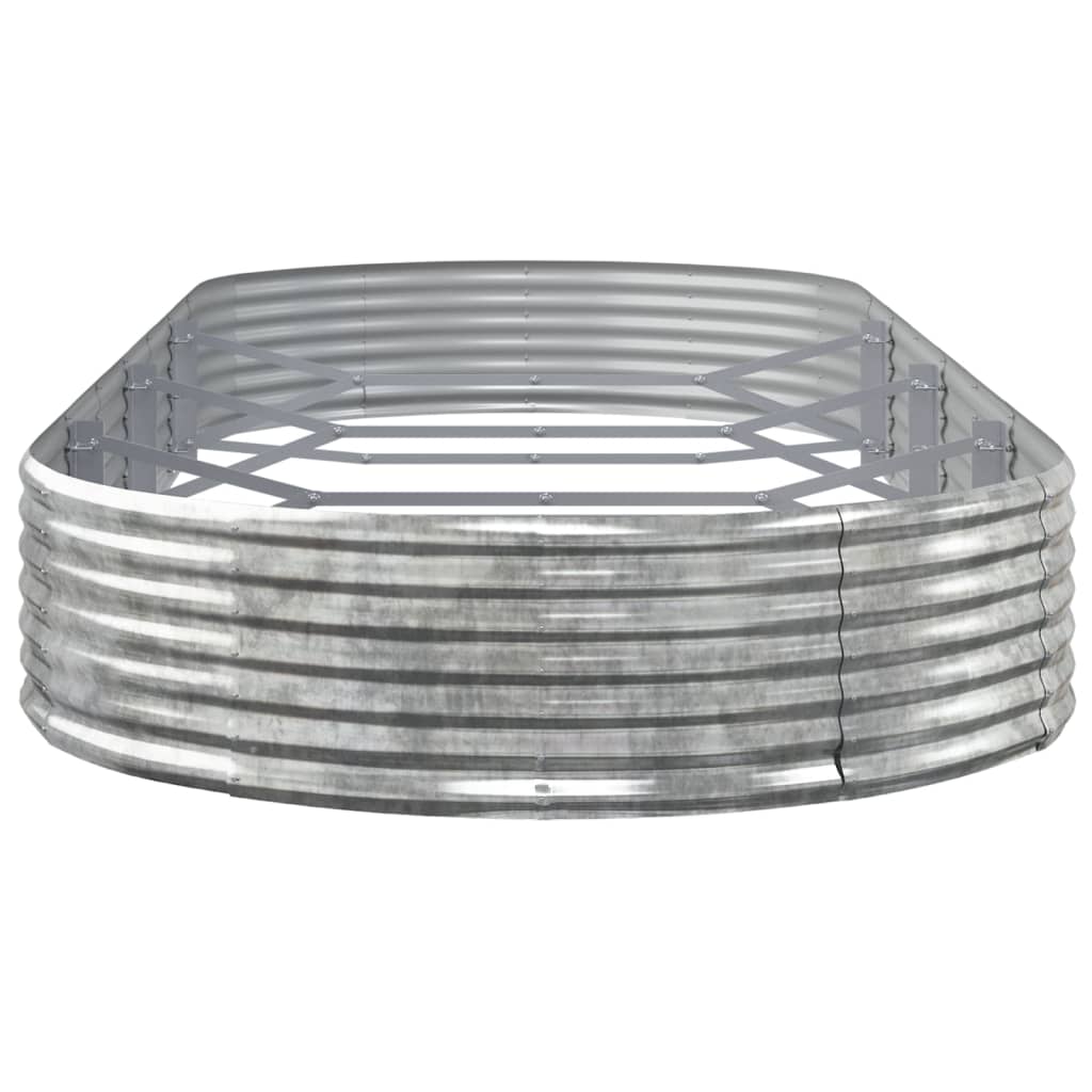 Canteiro elevado jardim 373x140x36 aço galvanizado prateado