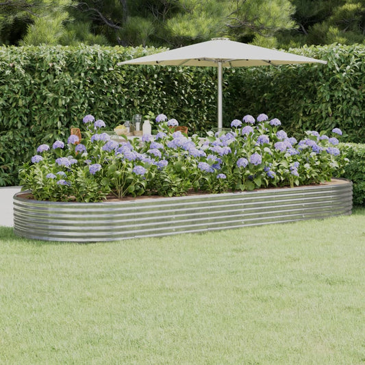Canteiro elevado jardim 373x140x36 aço galvanizado prateado