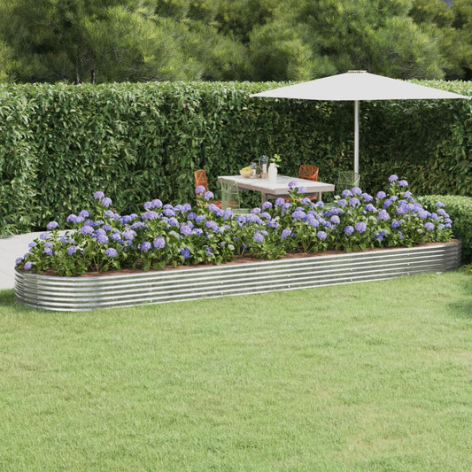 Canteiro elevado jardim 523x140x36 aço galvanizado prateado