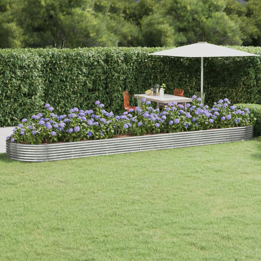 Canteiro elevado jardim 600x140x36 aço galvanizado prateado