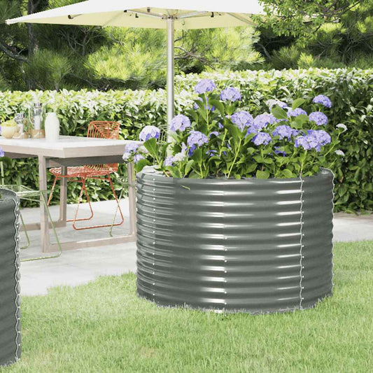 Canteiro elevado jardim 100x100x68 aço galvanizado cinzento
