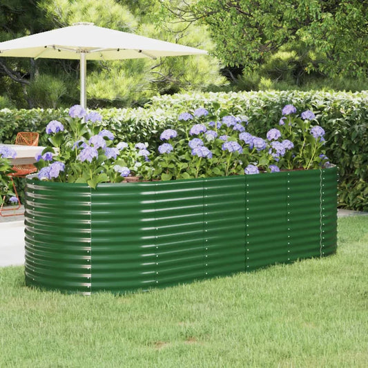 Canteiro elevado jardim 249x100x68 cm aço galvanizado verde