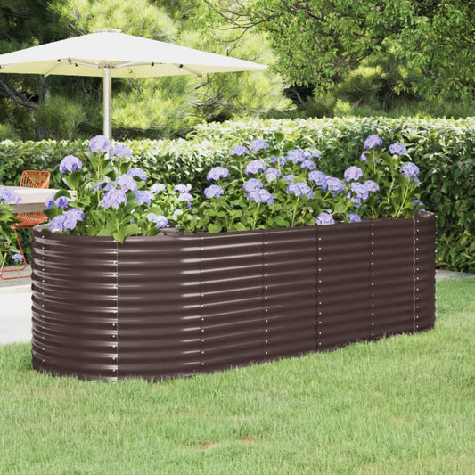 Canteiro elevado jardim 249x100x68 aço galvanizado castanho