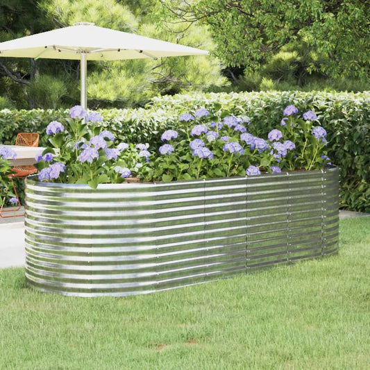Canteiro elevado jardim 249x100x68 aço galvanizado prateado