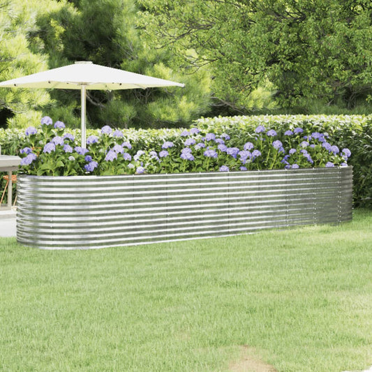 Canteiro elevado jardim 396x100x68 aço galvanizado prateado