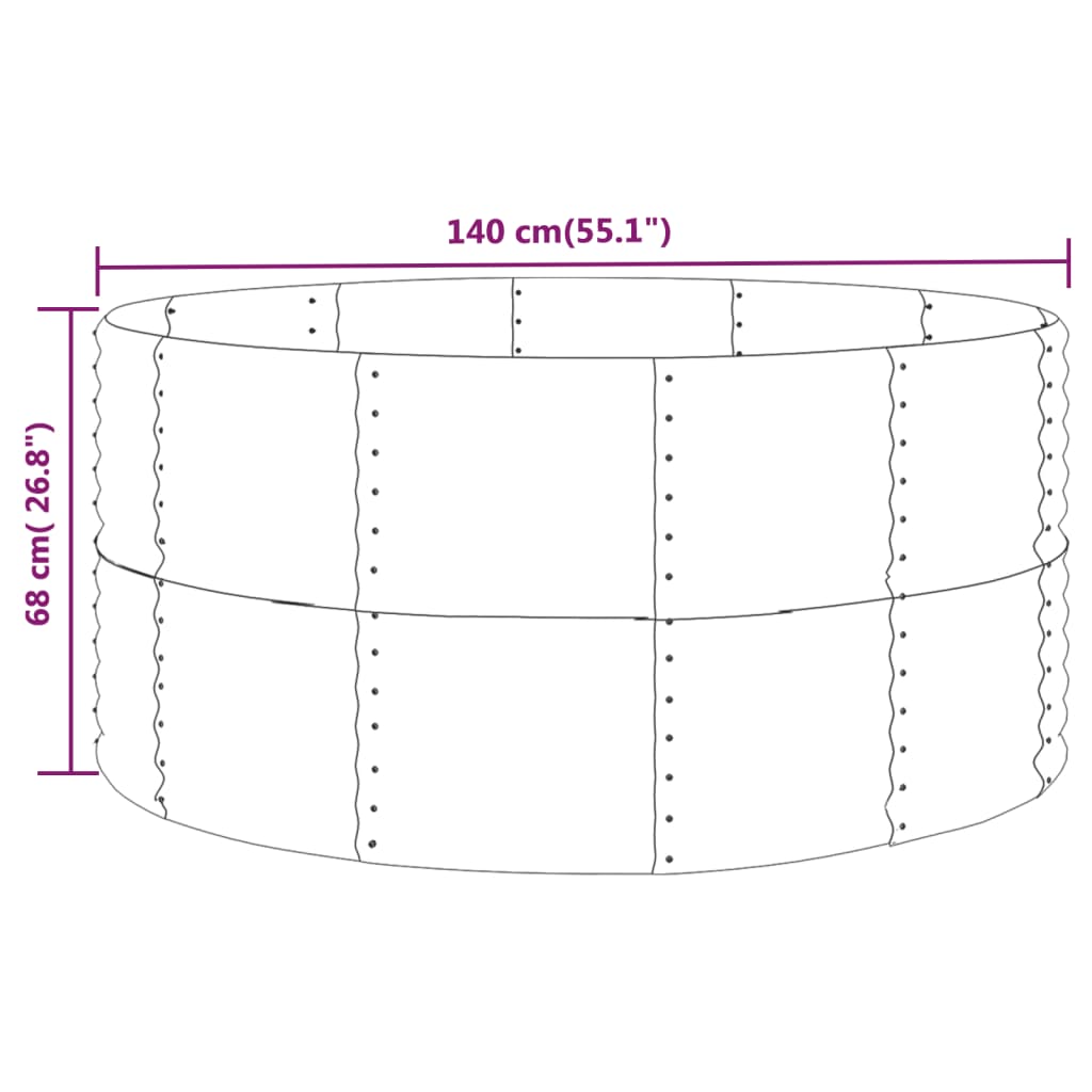 Canteiro elevado de jardim verde 140x140x68 cm aço galvanizado