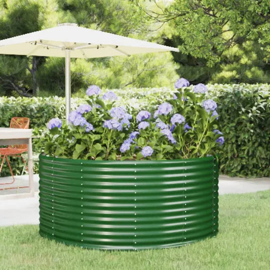 Canteiro elevado de jardim verde 140x140x68 cm aço galvanizado