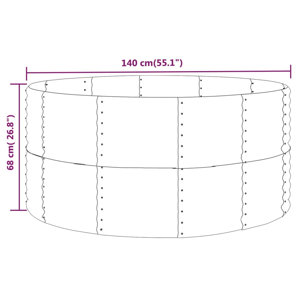 Canteiro elevado jardim 140x140x68 aço galvanizado prateado