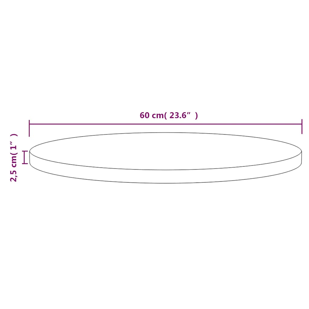 Tampo de mesa pinho maciço Ø60x2,5 cm branco