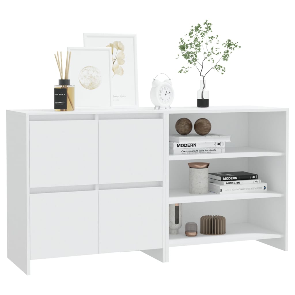 2 pcs aparador em madeira processada branco