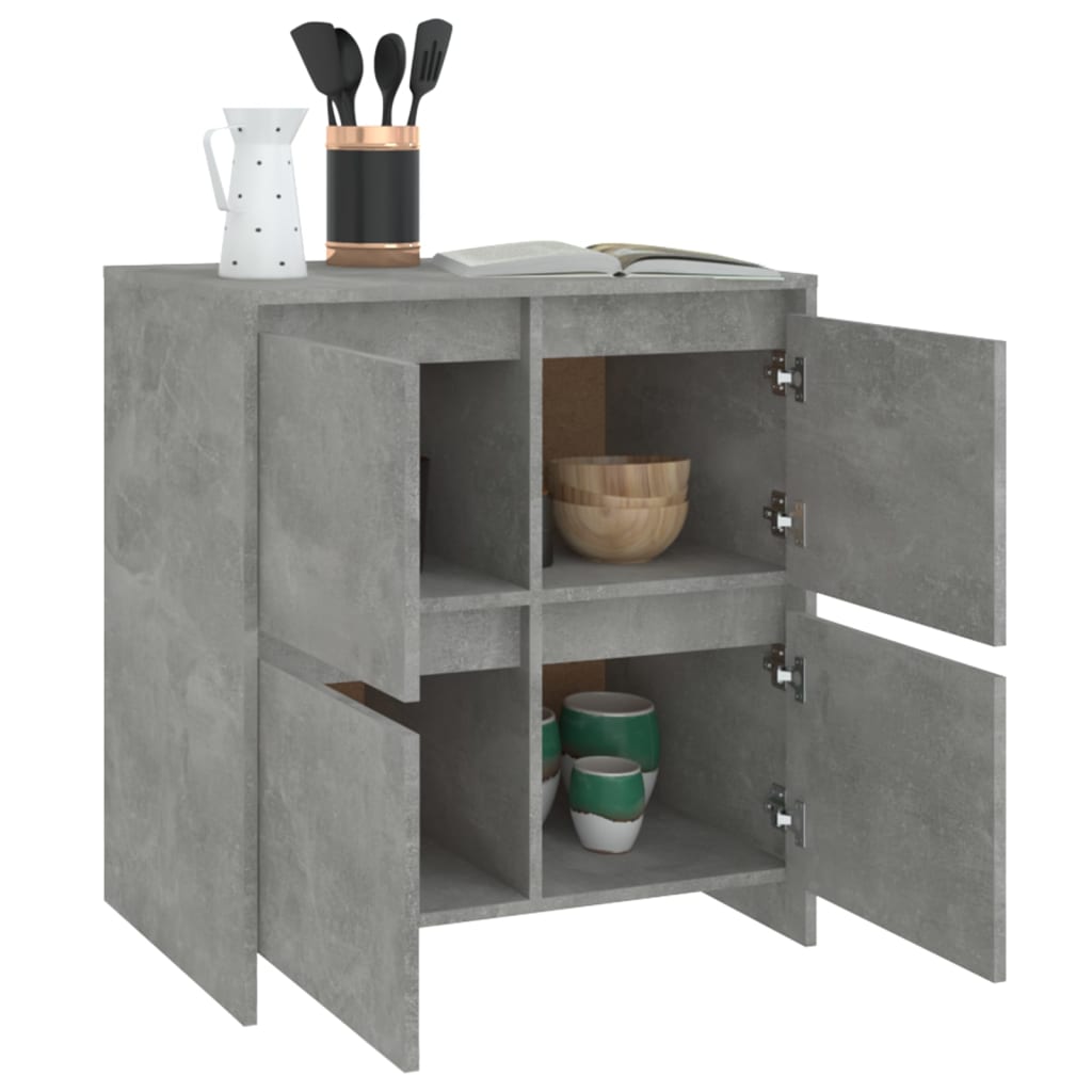 Aparadores 2 pcs 70x41x75 cm aglomerado cinzento cimento
