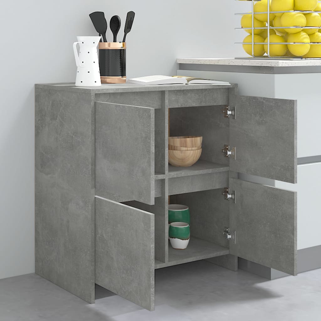 Aparadores 2 pcs 70x41x75 cm aglomerado cinzento cimento