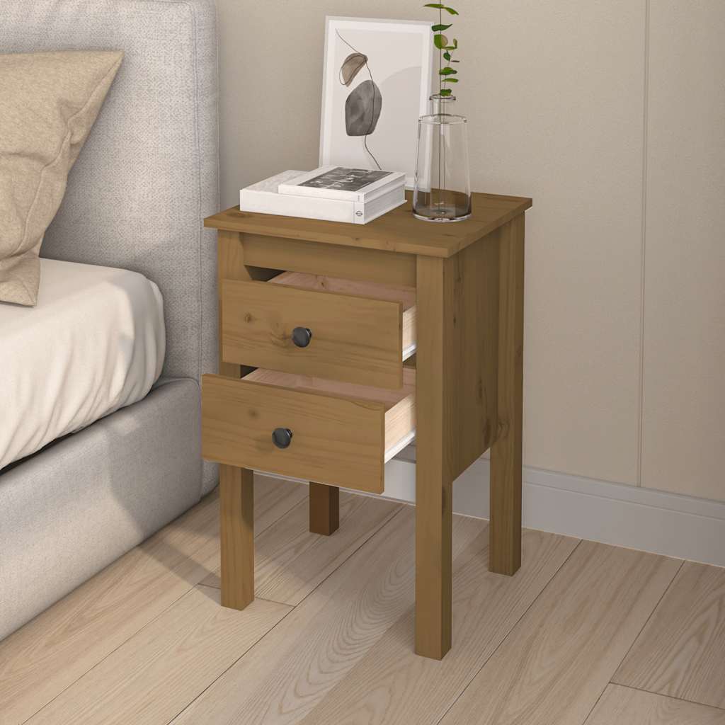 Mesa de cabeceira 40x35x61,5 cm pinho maciço castanho mel