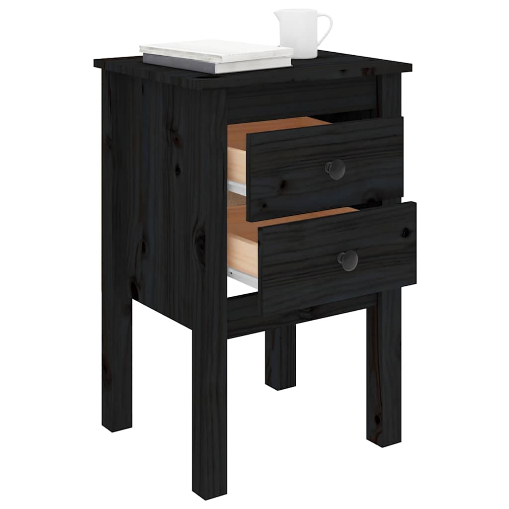 Mesas de cabeceira 2 pcs 40x35x61,5 cm pinho maciço preto