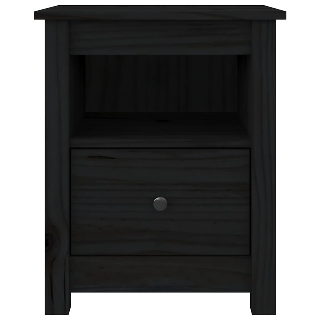 Mesa de cabeceira 40x35x49 cm madeira de pinho maciça preto