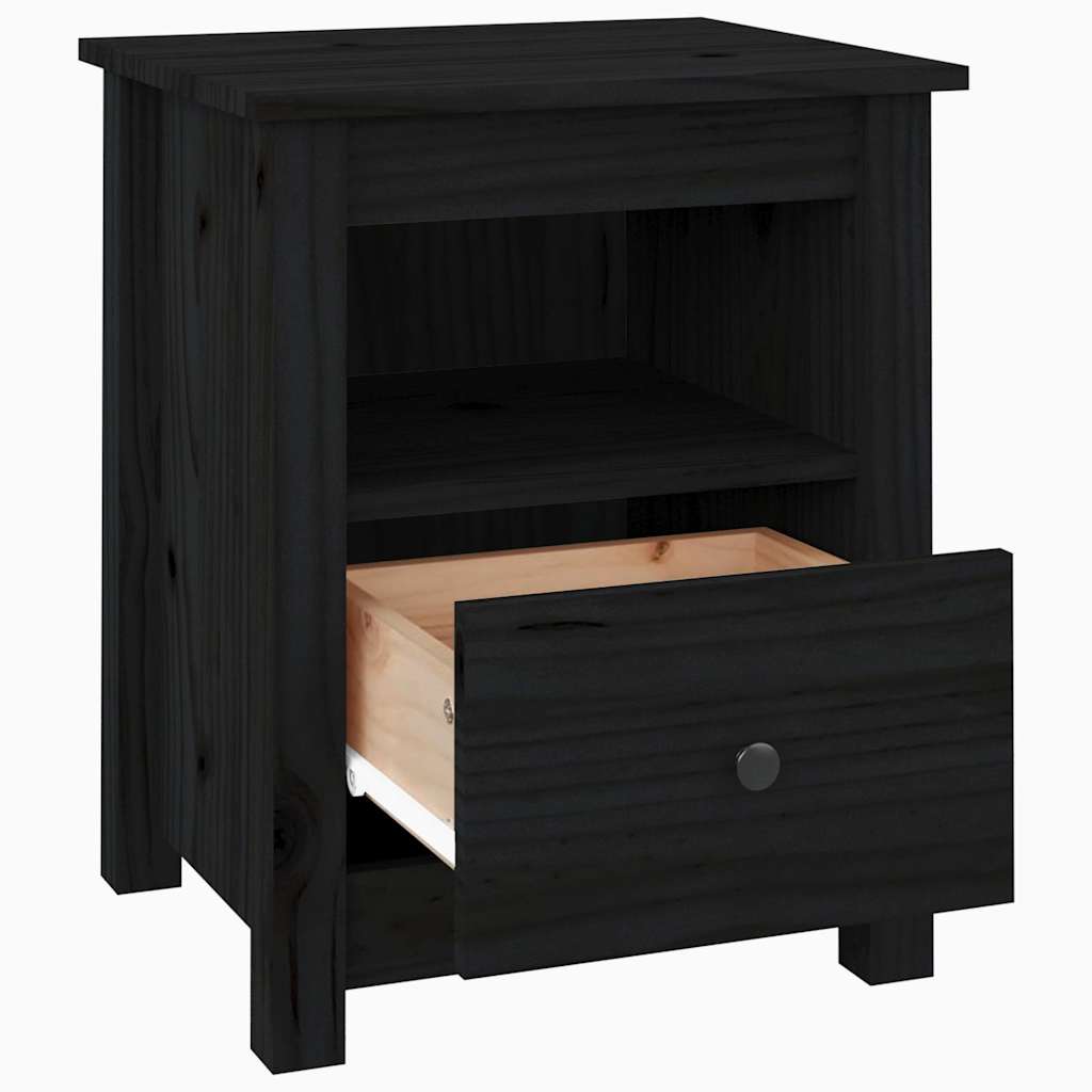 Mesa de cabeceira 40x35x49 cm madeira de pinho maciça preto