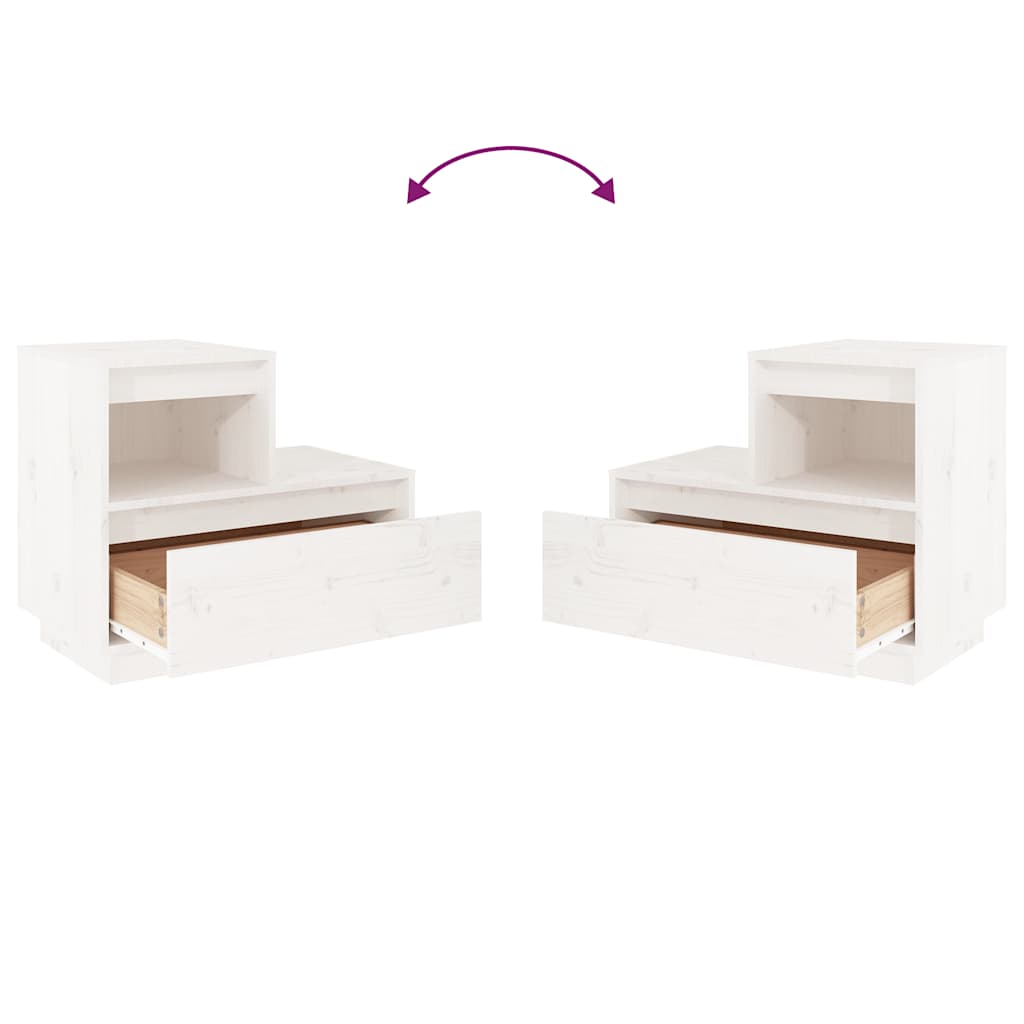 Mesas de cabeceira 2 pcs 60x34x51 cm pinho maciço branco