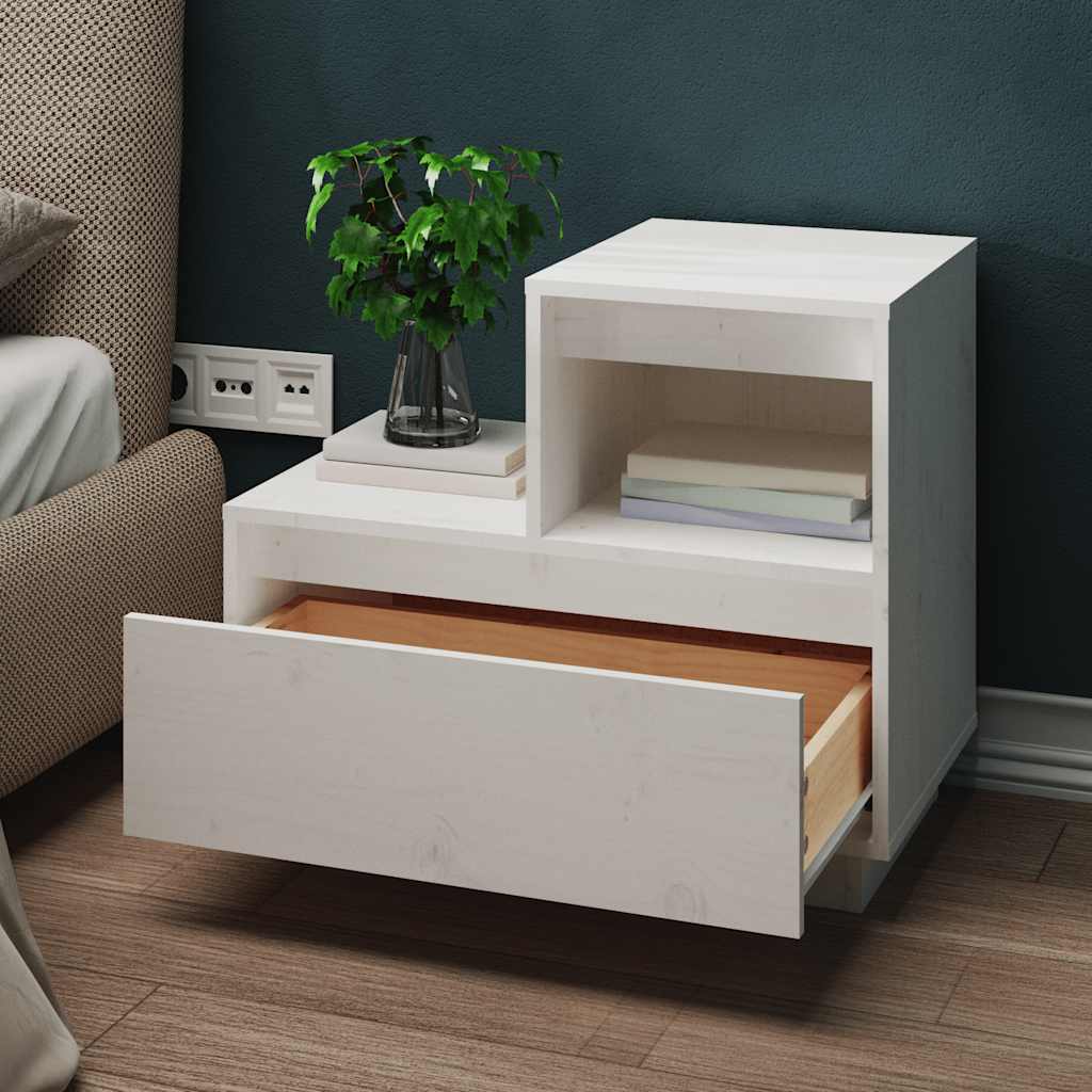 Mesas de cabeceira 2 pcs 60x34x51 cm pinho maciço branco