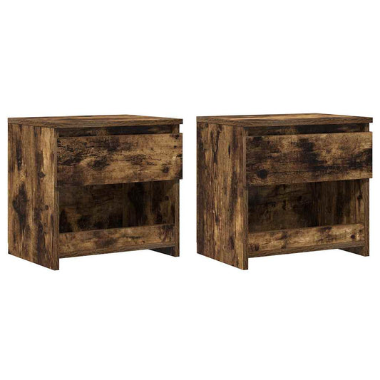 Mesa cabeceira 2pcs 40x30x39cm derivado madeira carvalho fumado